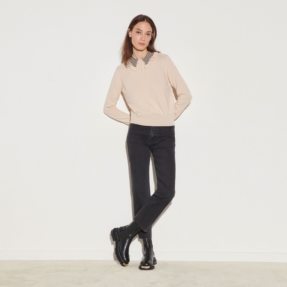 New SANDRO Pearl Button Wool Sweater With Fancy Collar - Picture 3 of 9